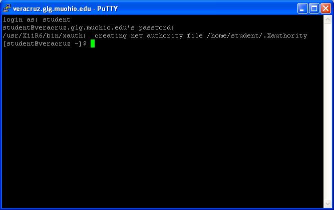 An X terminal window at the Unix prompt